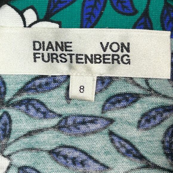 Diane von Furstenberg wrap dress size 8 floral green collar office party NEW - Picture 10 of 10